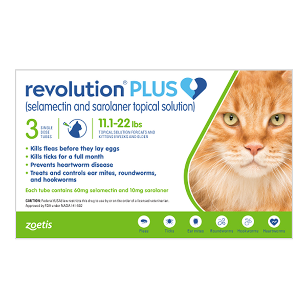 Revolution® Plus Topical Solution for Cats | Fleas, ticks, ear mites, roundworms, hookworms, and heartworm - Image 4