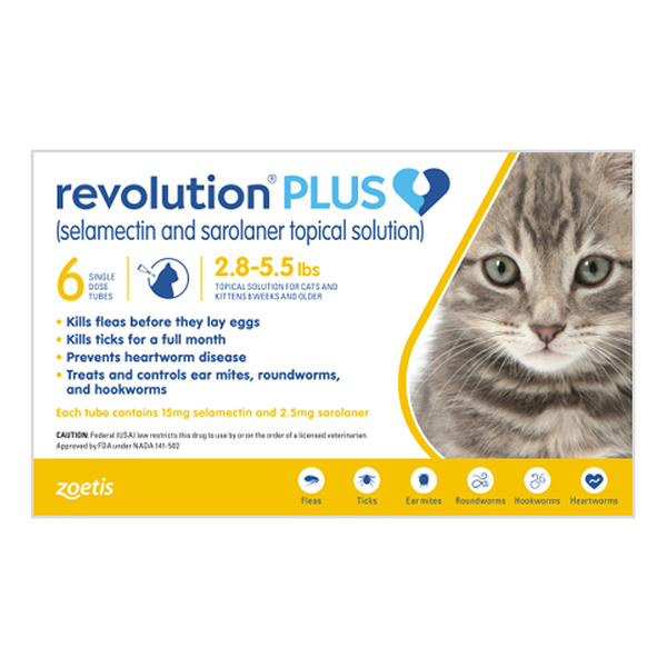 Revolution® Plus Topical Solution for Cats | Fleas, ticks, ear mites, roundworms, hookworms, and heartworm - Image 2