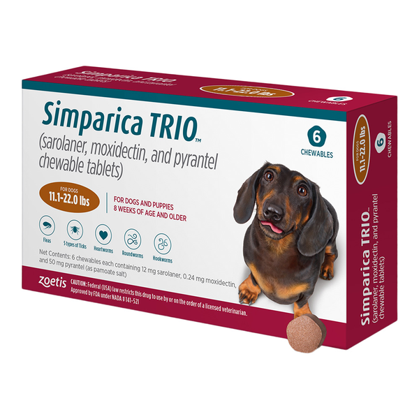 Simparica TRIO™ Chewable Tablets for Dogs Superior 5 in 1 Protection