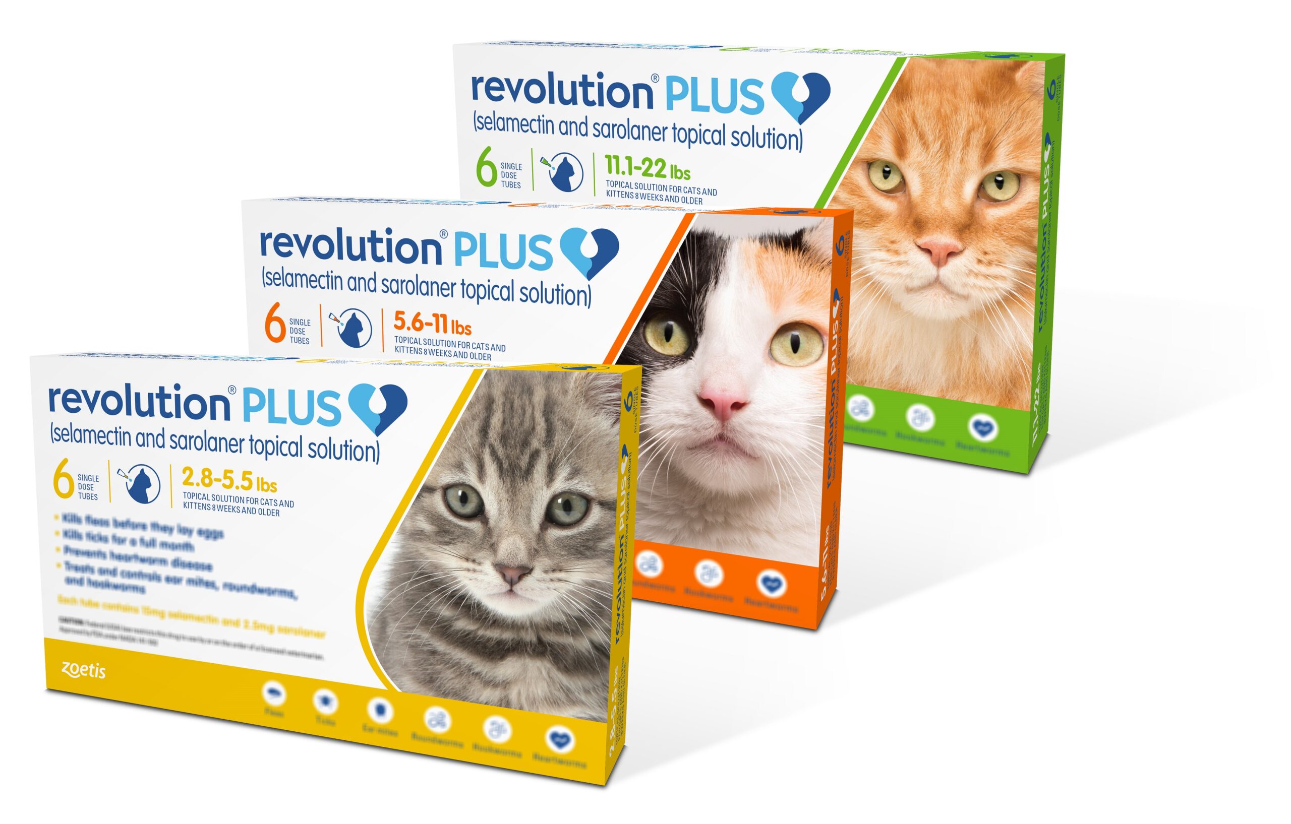 Revolution® Plus Topical Solution for Cats | Fleas, ticks, ear mites, roundworms, hookworms, and heartworm